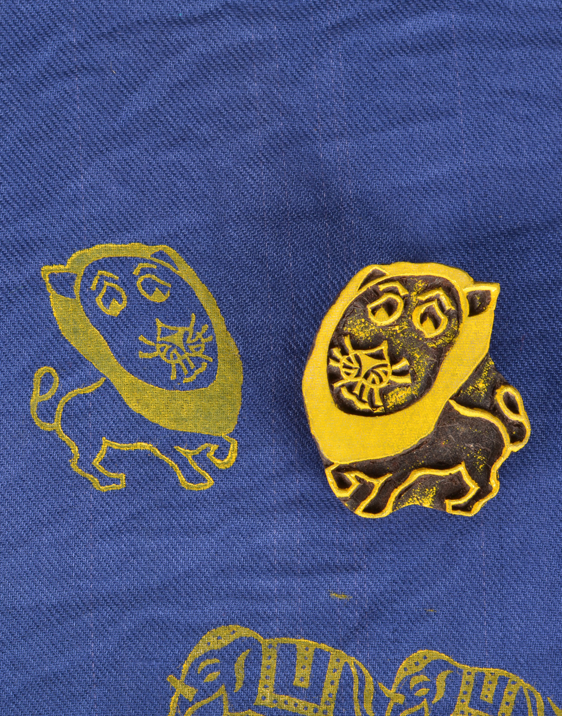 247 Carved Wood Printing Blocks Lion Shape