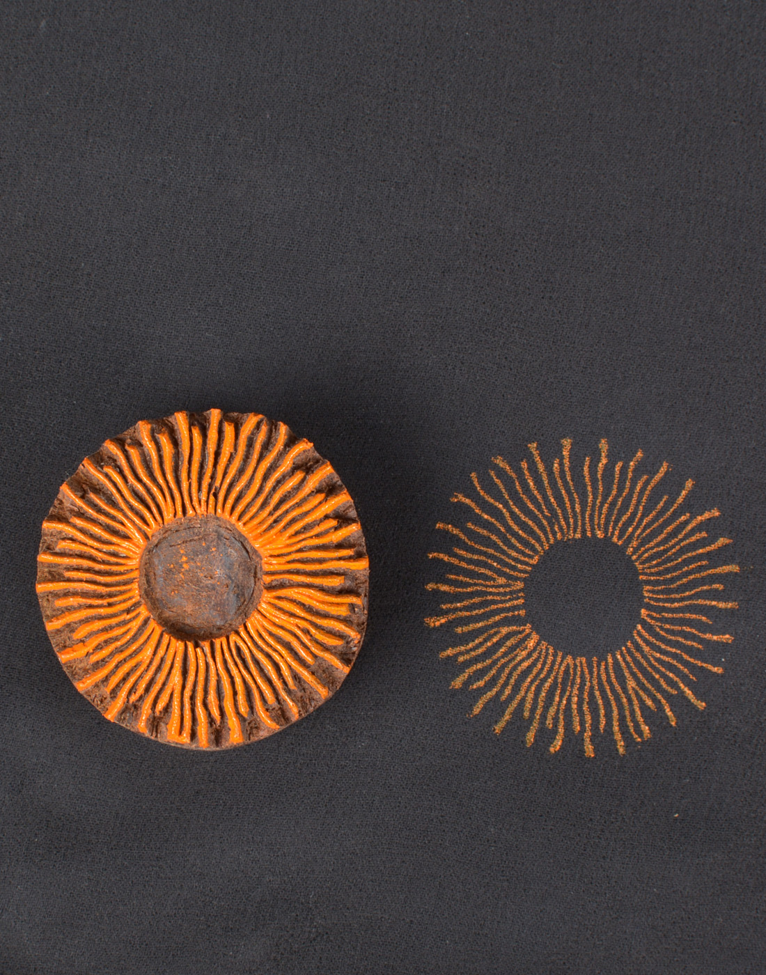 344 Sun Flames Wooden Printing Block