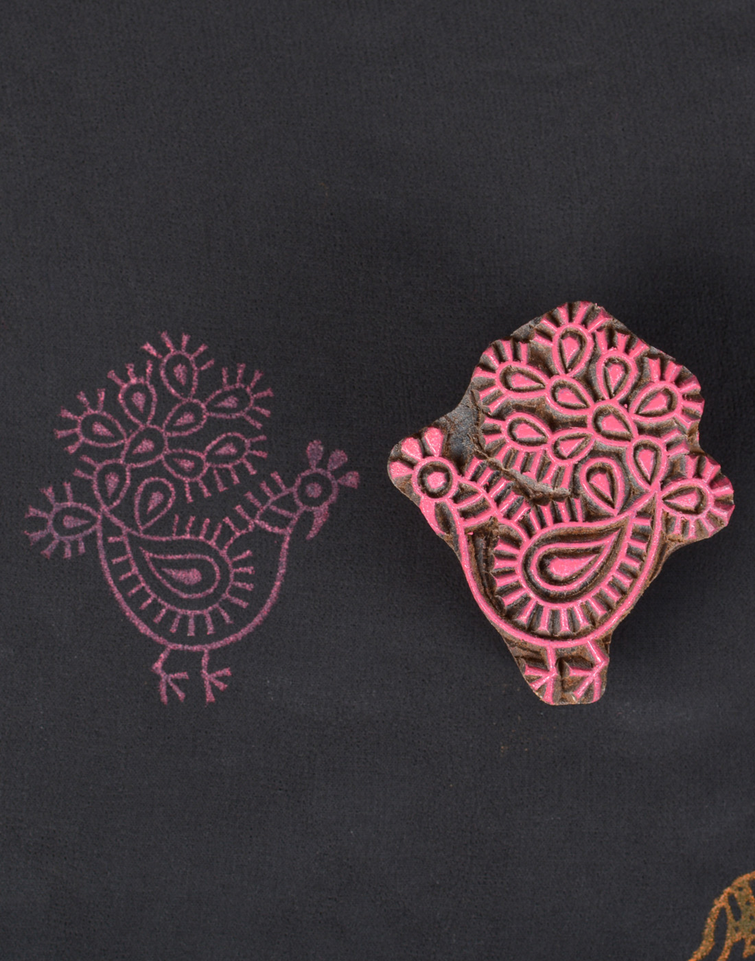 356 Custom Wood Block Print Peacock Design