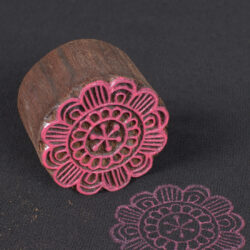 Round Floral Wooden Printing Block