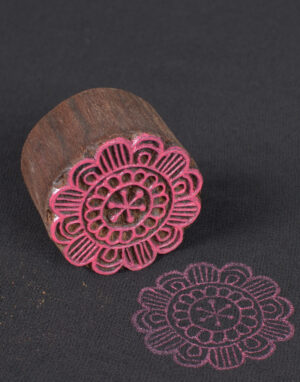 Round Floral Wooden Printing Block