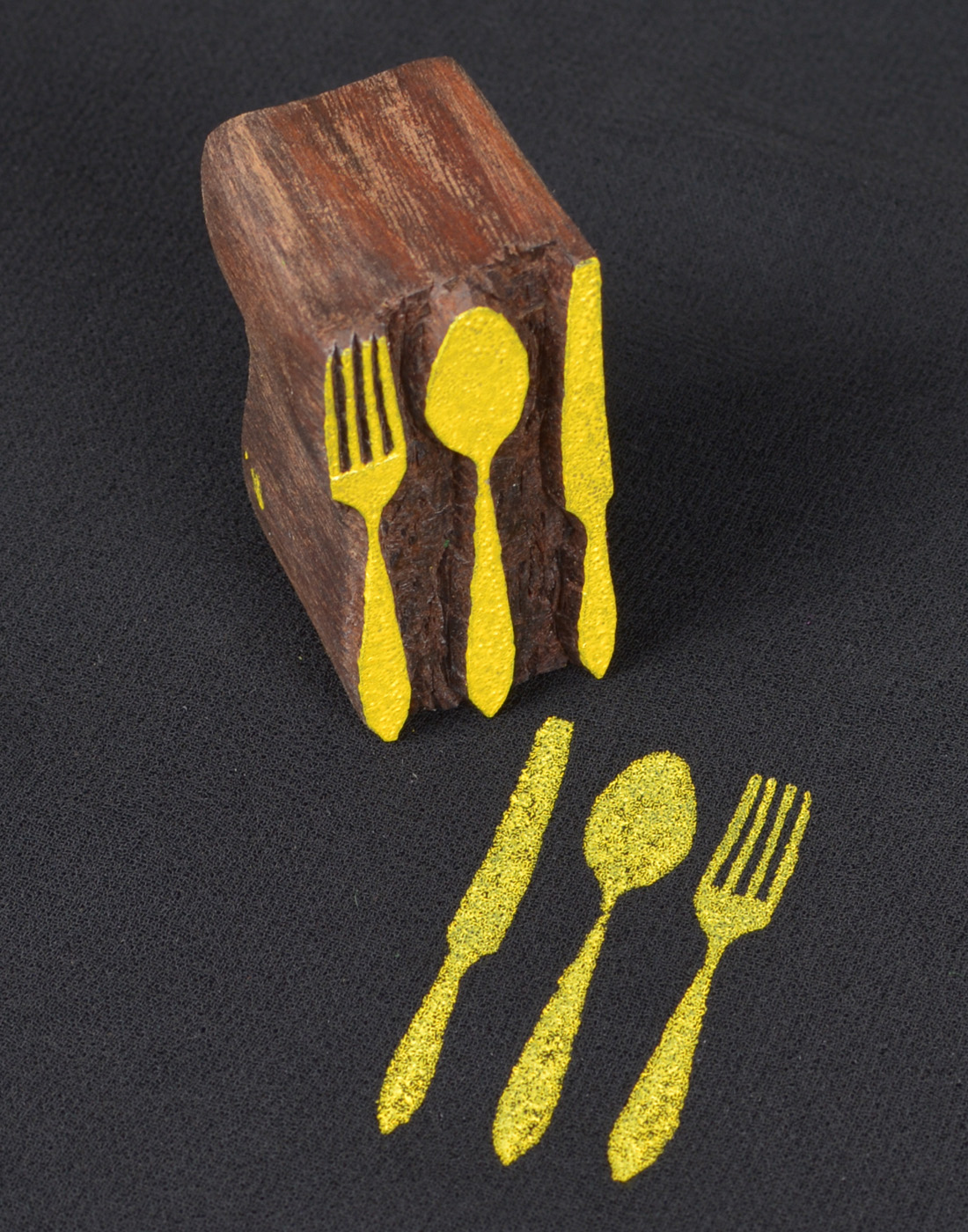 393 Spoon And Fork Wooden Printing Stamp