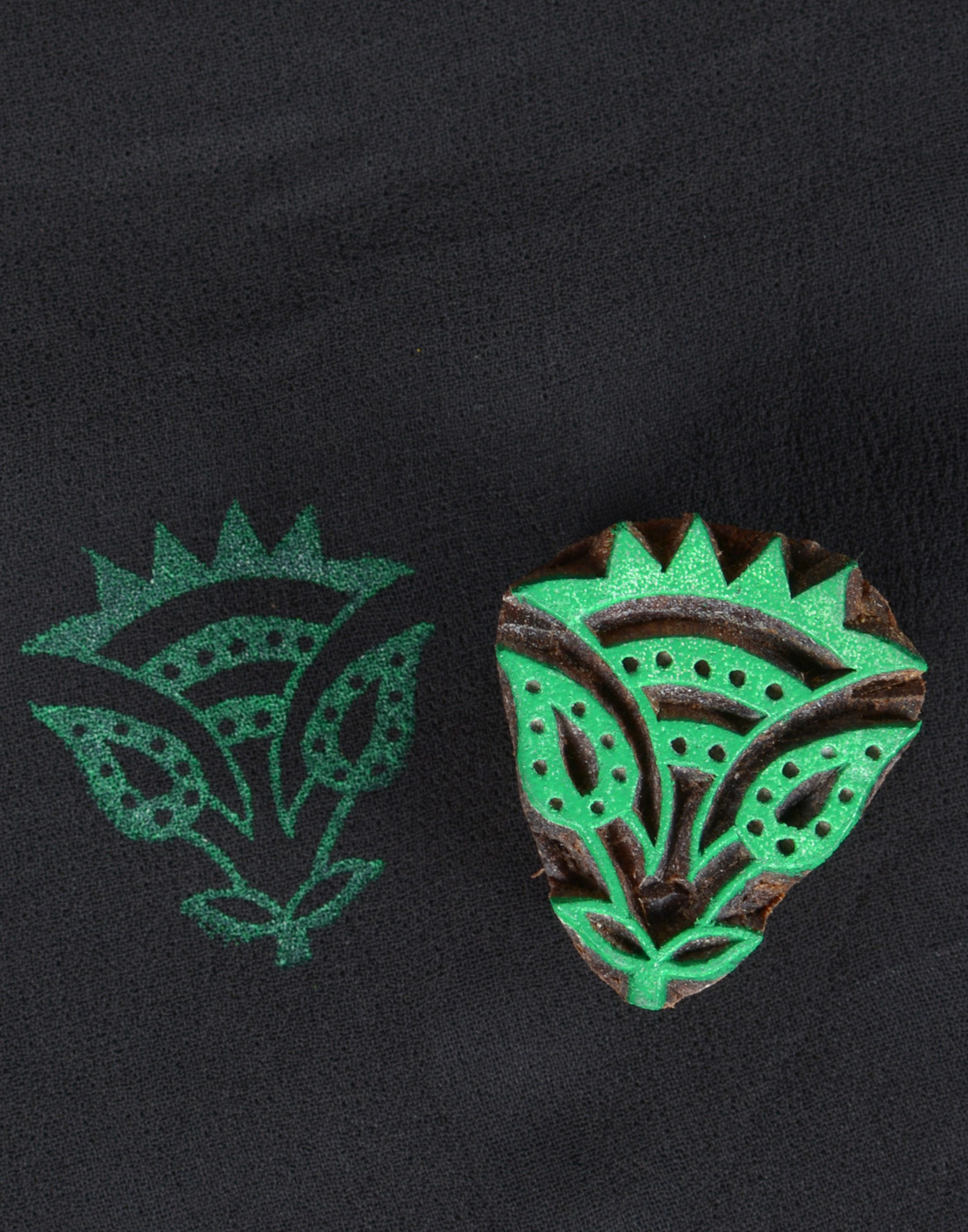 398 Floral Wooden Printing Block