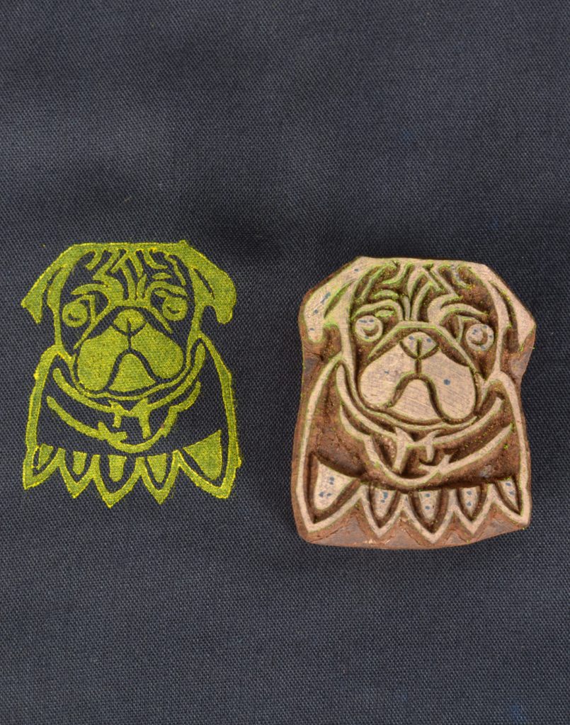 Aweinspiring Wooden Textile Printing Blocks Pug Design 416 RR Printing Tools