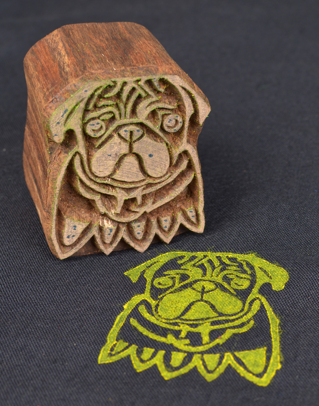 Aweinspiring Wooden Textile Printing Blocks Pug Design 416 RR Printing Tools