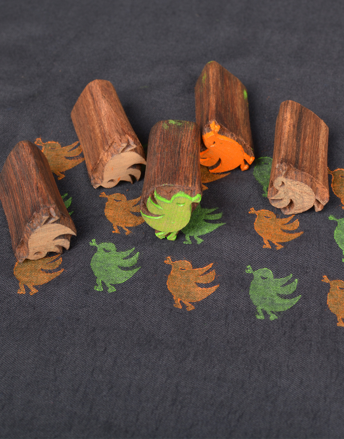 448 Wooden Block Printing Stamps Bird Shape