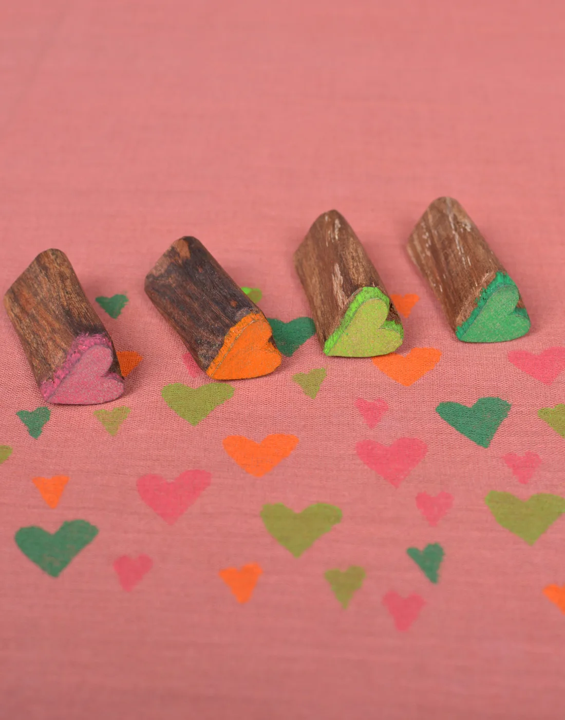 Heart Shape Wooden Printing Block