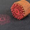 Round Floral Wooden Printing Stamp