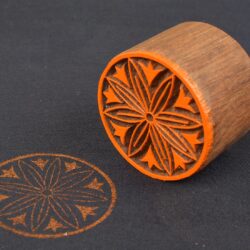 Round Floral Wooden Printing Stamp