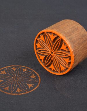 Round Floral Wooden Printing Stamp