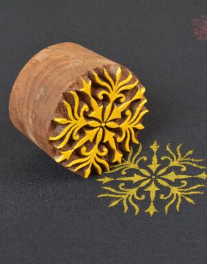 Round Floral Wooden Printing Block