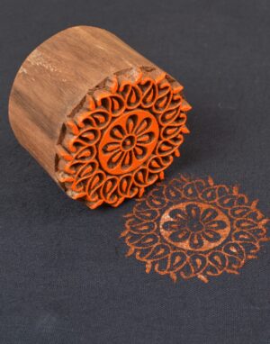 Round Floral Wooden Printing Block