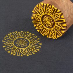 Round Floral Wooden Printing Block