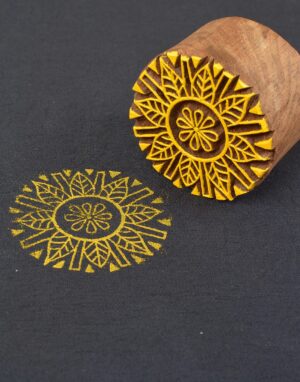 Round Floral Wooden Printing Block