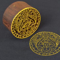 Round Floral Wooden Printing Block