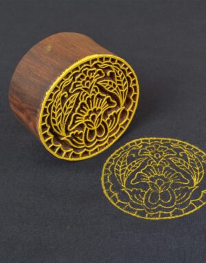 Round Floral Wooden Printing Block