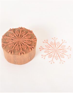 Round Floral Wooden Printing Block