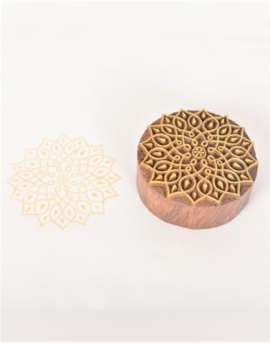 Round Floral Wooden Printing Block