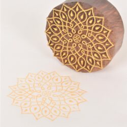 Round Floral Wooden Printing Block