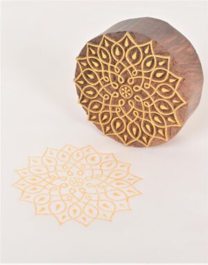 Round Floral Wooden Printing Block