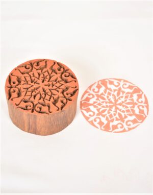 Round Floral Wooden Printing Block