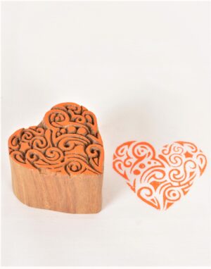 Heart Design Wooden Blocks For Fabric Printing 654