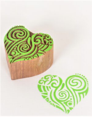 Wooden Printing Blocks Heart Pattern