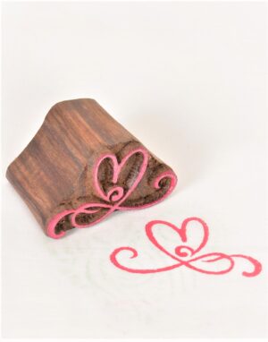 Wooden Block For Block Printing Heart Design