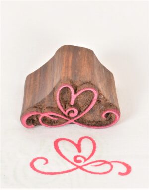 Wooden Block For Block Printing Heart Design 657