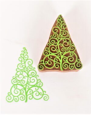 Wooden Blocks for Block Printing Christmas Tree Designs