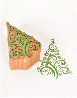 Wooden Textile Printing Blocks Christmas Tree design