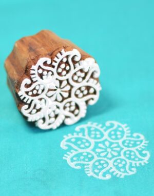 Wooden Printing Blocks Round Floral