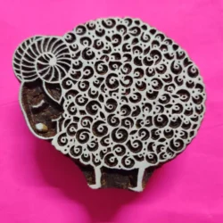 Sheep Design on Wooden Printing Block