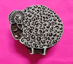 Sheep Design on Wooden Printing Block