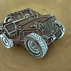 Car Design On Wooden Printing Block