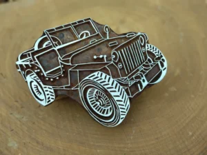 Car Design On Wooden Printing Block