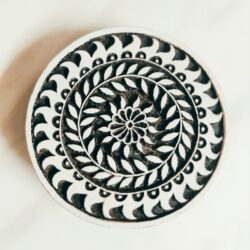 Round Floral Design on Wooden Printing Blocks