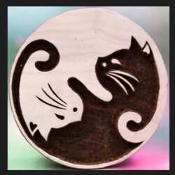 Cat Design on Wooden Printing Blocks