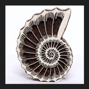 Wooden Printing Block with Sea Shell Design